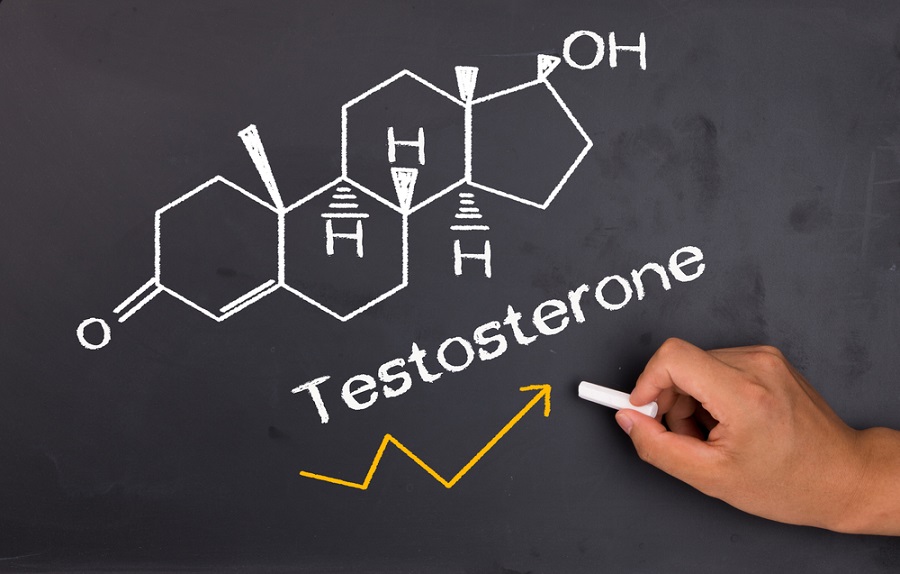 vitamin-k2-and-testosterone-chemical-structure-and-formula-of-testosterone-written-on-blackboard